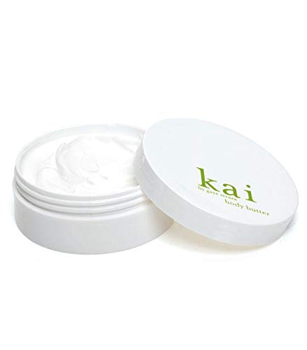 Body butter jar set with white cream, open tub and matching lid, kai branding
