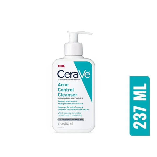 CeraVe Acne Control Cleanser – 237ml | Salicylic Acid Face Wash for Acne & Oil Control