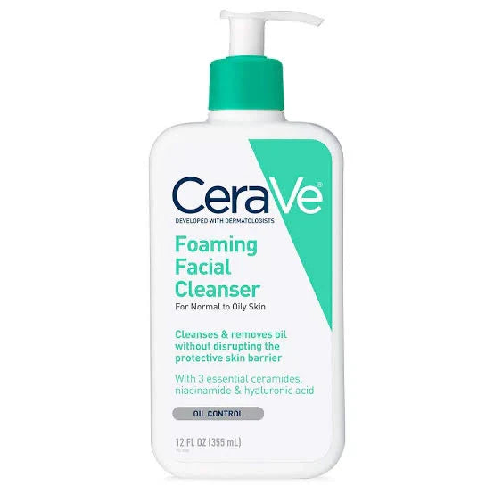 CeraVe Foaming Facial Cleanser – 12oz (355ml) | Gentle Foaming Gel for Normal to Oily Skin