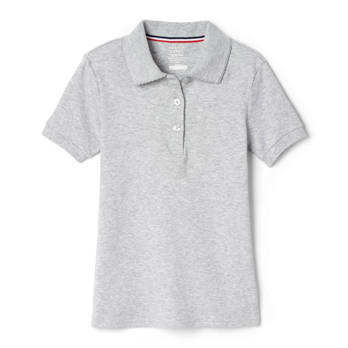 French Toast Girls Heather Grey Short Sleeve Polo with Lenox Academy Logo