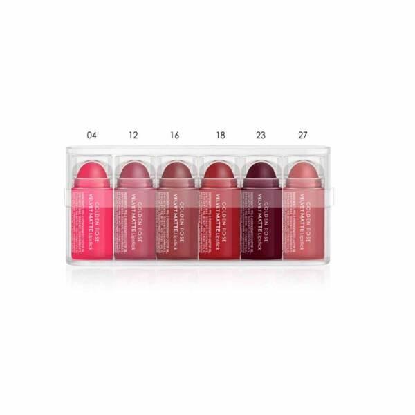 Golden Rose Mini Velvet Matte Lipstick Mix2 6x0.5g - Travel-Sized Matte Lip Color Variety Pack