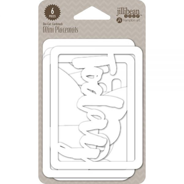 Jillibean Soup - Healthy Hello - Mini Placemats die cut cards. Package includes 6 pieces, 1 of each. Available at Embellish Away located in Bowmanville Ontario Canada.