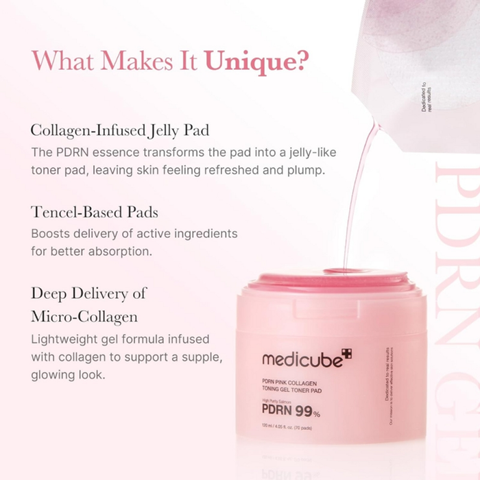 medicube PDRN Pink Collagen Toning Gel Toner Pad 70 pcs