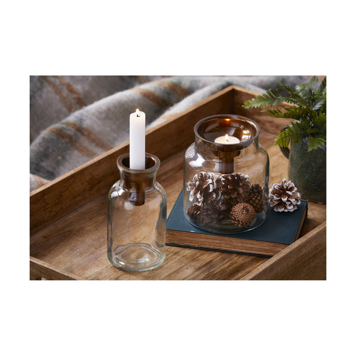 Mercantile Tealt/Taper Holder White Glass