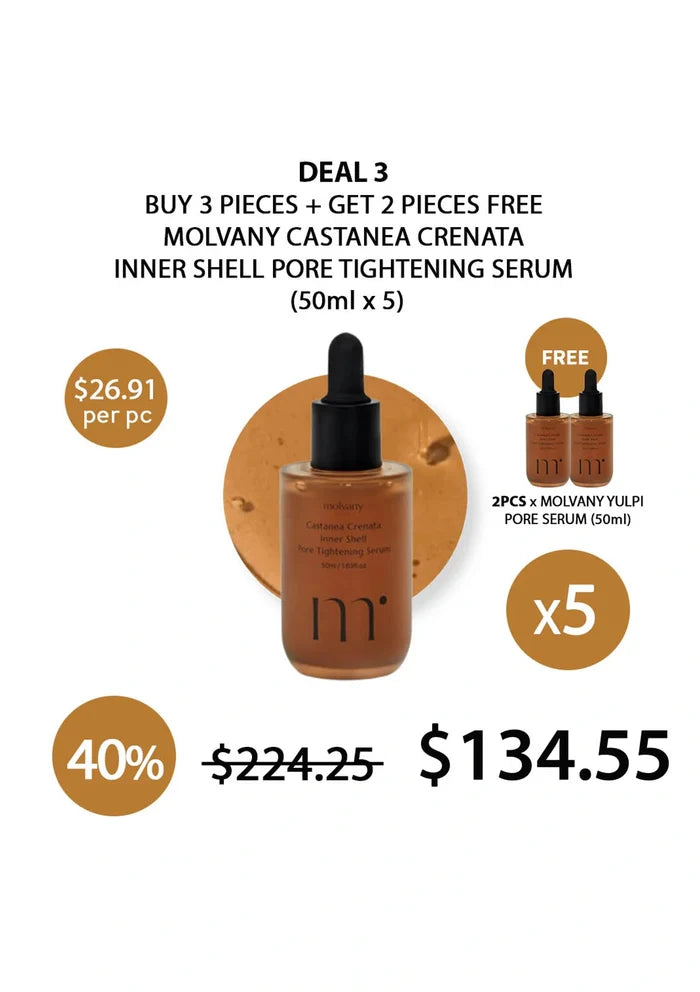 (BUY 3+2 FREE) MOLVANY CASTANEA CRENATA INNER SHELL PORE TIGHTENING SERUM