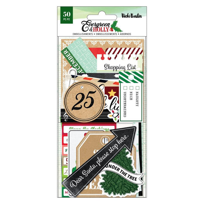 Vicki Boutin - Ephemera Cardstock Die-Cuts - Journaling - Evergreen & Holly. Put the perfect finishing touch onto your projects with die cut embellishments. Available at Embellish Away located in Bowmanville Ontario Canada.