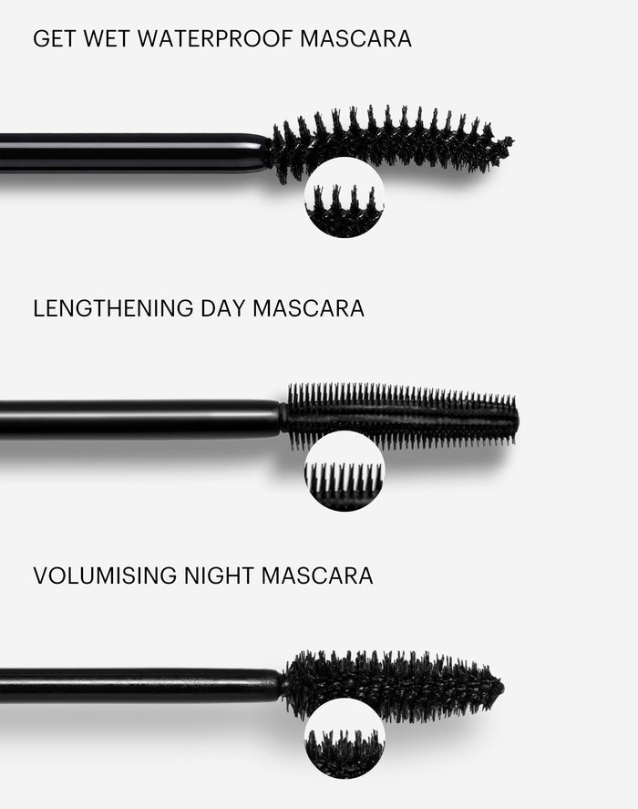 volumising-night-mascara; midnight-black: Die Bürsten unserer drei Mascaras im Vergleich