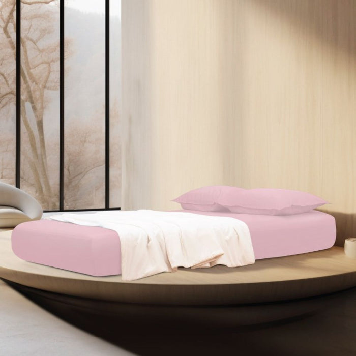 KYUSEI HOME 100% Long Staple Cotton Solid 1100TC Fitted Sheet Set - Hinagiku Rose | Isetan KL Online Store