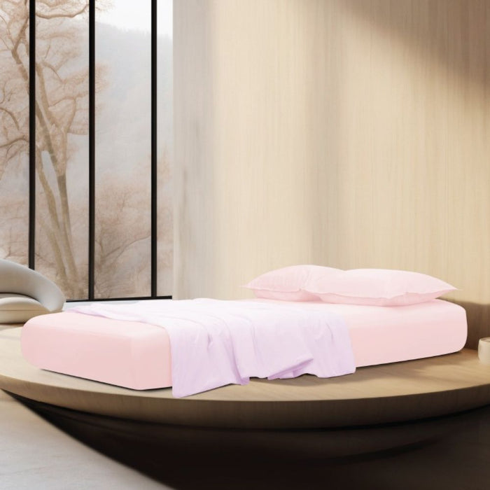 KYUSEI HOME 100% Long Staple Cotton Solid 1100TC Fitted Sheet Set - Sango Peach | Isetan KL Online Store