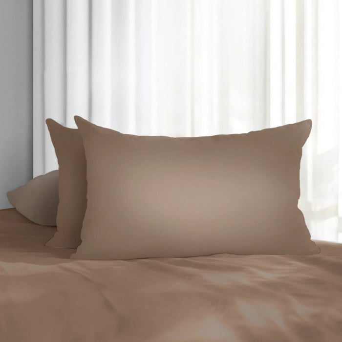 100% Long Staple Cotton Solid 1100TC Pillow Shame 2pcs- Kurumi Brown