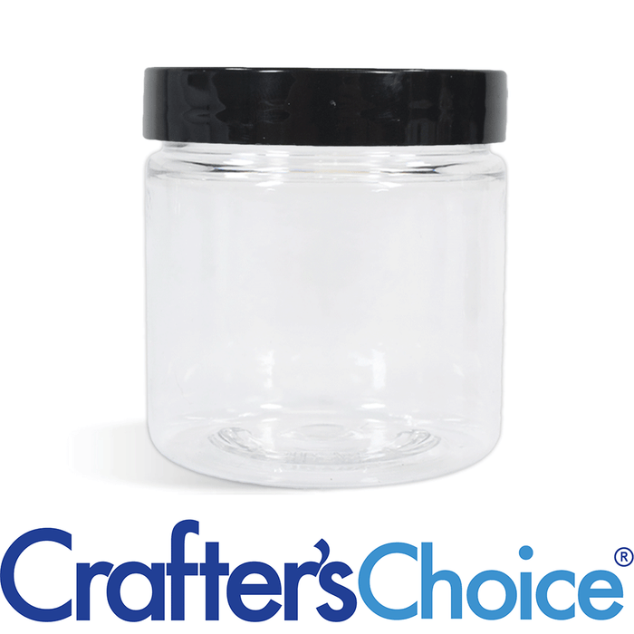 8 oz Clear Basic Jar with Black Straight Lid