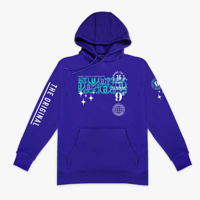Hoodie with “9th Anniversary” design — front view