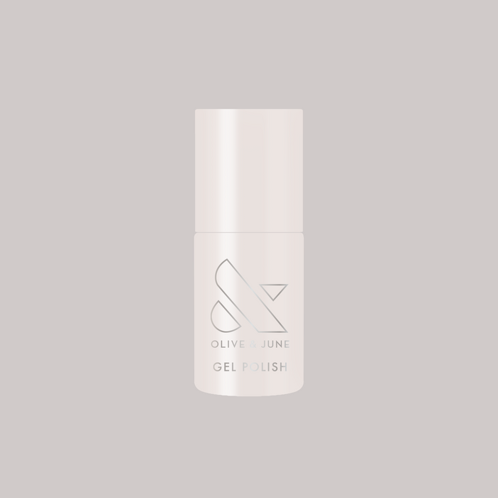 Atlas - Gel bottle with soft pearly white polish by Olive and June for a clean, long-lasting gel manicure or mani.