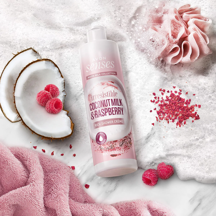 Avon Senses Moon Milk Collection Irresistible Coconut Milk & Raspberry Rich Shower Crème