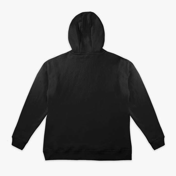 Black Baseline youth hoodie — back view