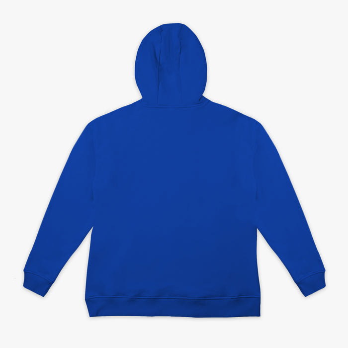 Blue Baseline hoodie — back view