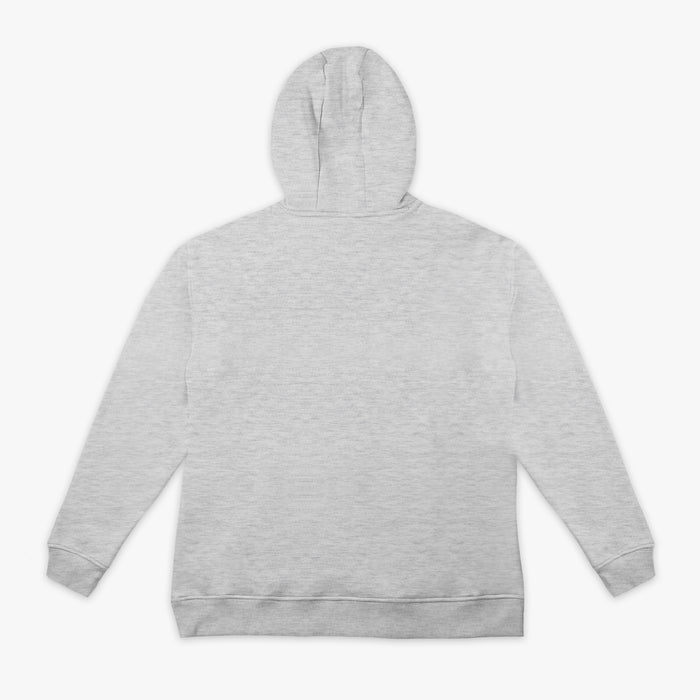 Gray Baseline Heather Gray youth hoodie — back view