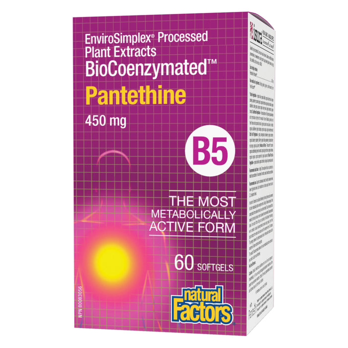 Box of Natural Factors BioCoenzymated B-5 Pantethine 450 mg 60 Softgels