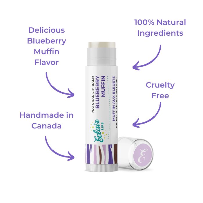 Eclair Lips Blueberry Muffin lip balm with natural ingredients, handmade in...