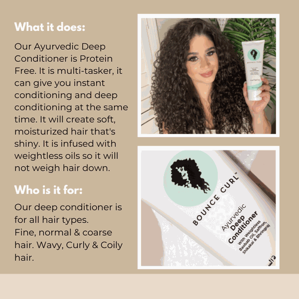Bounce Curl Ayurvedic Deep Conditioner nourishing and moisturizing hair treatment with natural Indian herbs and lightweight oils for soft, shiny curls