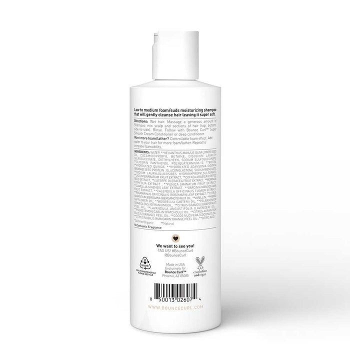 Bounce Curl Pure Silk Moisturizing Shampoo bottle 238ml with natural plant-based ingredients