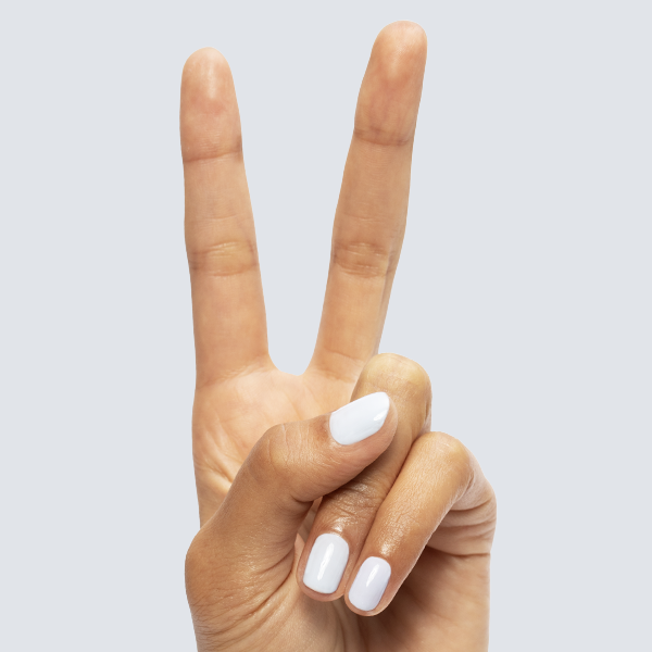 BP - Gel shown on nails painted in a smooth, creamy white shade for a polished, long-lasting manicure by Olive and June