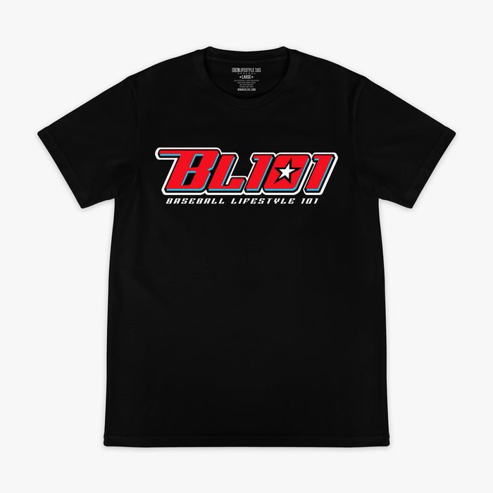 Black Bravo Lima graphic tee — front view