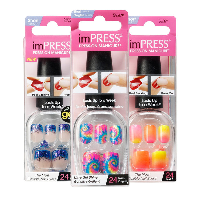Broadway Nails imPRESS Press-On Manicure Short Length 24 Nails - ikatehouse