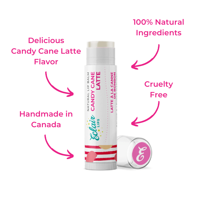 Eclair Lips Candy Cane Latte lip balm, 100% natural ingredients