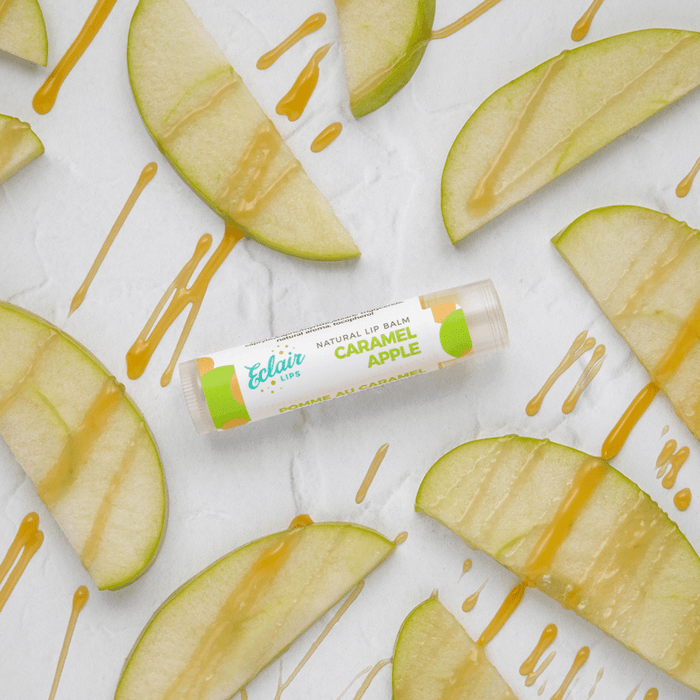 Caramel Apple lip balm with apple slices - cashmereandcocktailsblog