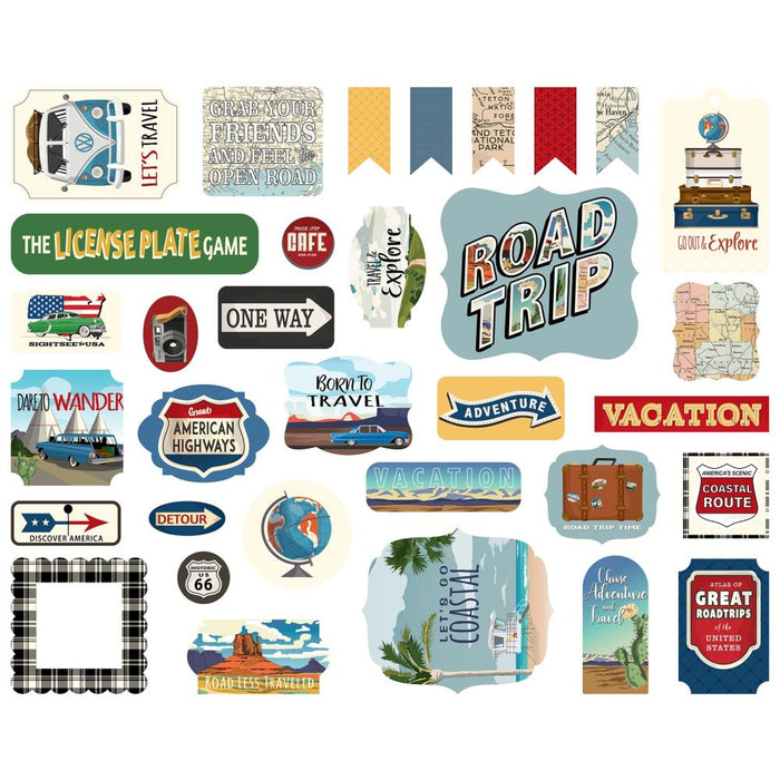 Carta Bella - Cardstock Ephemera - 33/Pkg - Road Trip - Icons. Available at Embellish Away located in Bowmanville Ontario Canada.
