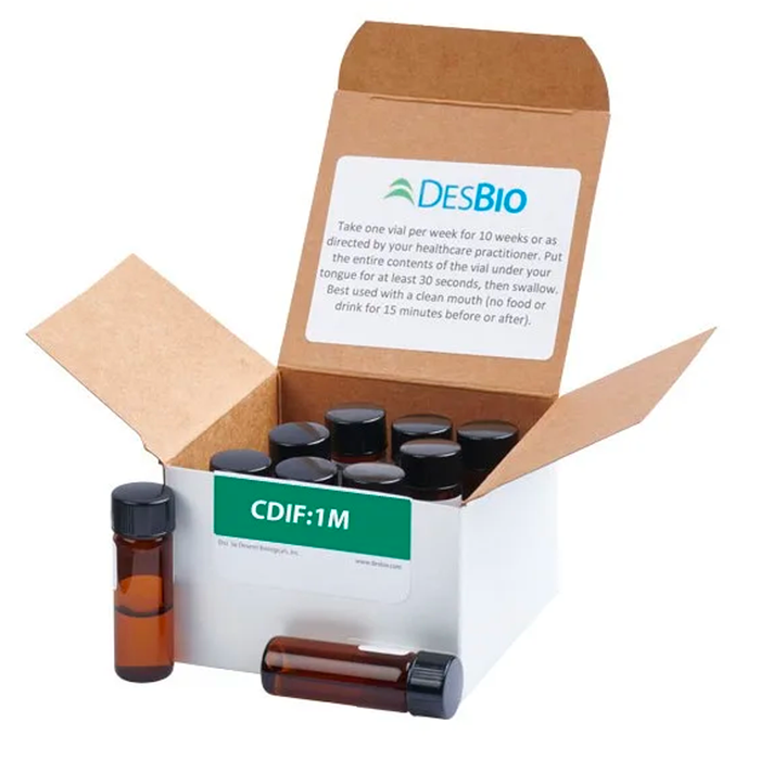 CDIF:1M (formerly Clostridium Difficile Series Therapy 1M) by DesBio, series symptom relief, Clostridium Difficile, uncontrollable diarrhea, intestinal cramping and fevers