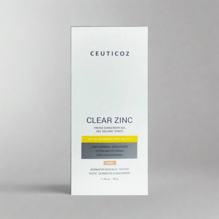 Ceuticoz Clear Zinc Tinted Sunscreen Gel SPF 50 PA++++ (Ivory)
