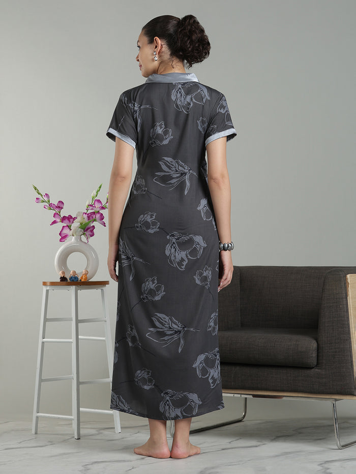 Charcoal mist viscose blend housecoat for women