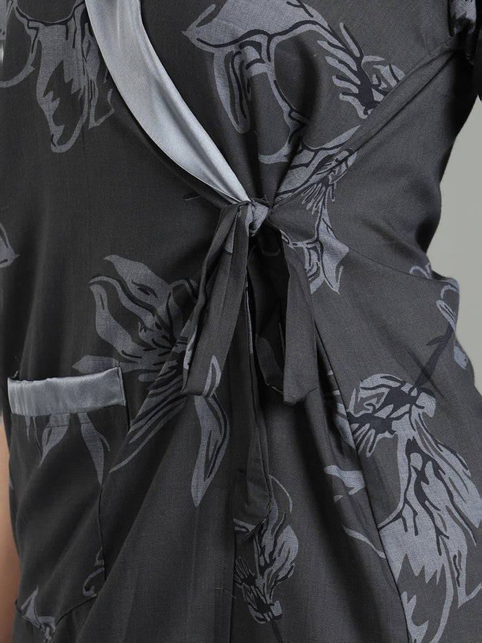 Charcoal mist viscose blend housecoat for women