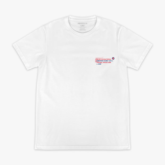 Graphic tee with “Chicago Cubs Drip” design — front view
