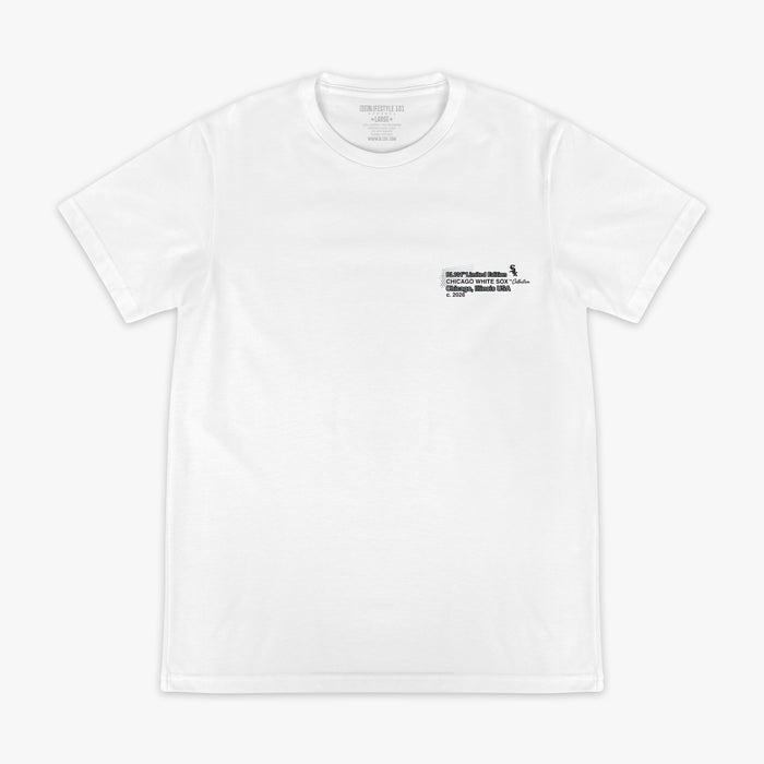 Graphic tee with “Chicago White Sox Drip” design — front view