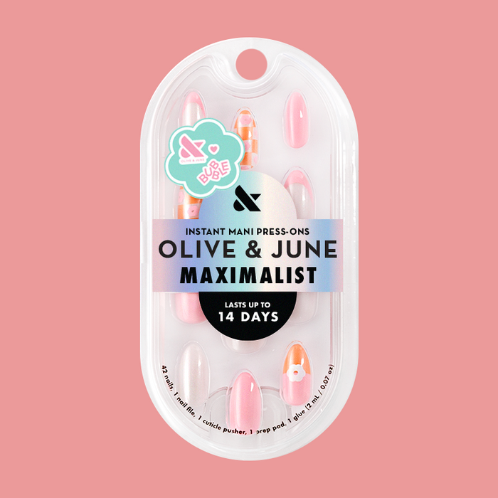 Chrome Flower Mixed Pack - Press-On | Medium | Almond featuring floral and solid designs with chrome accents in clear packaging