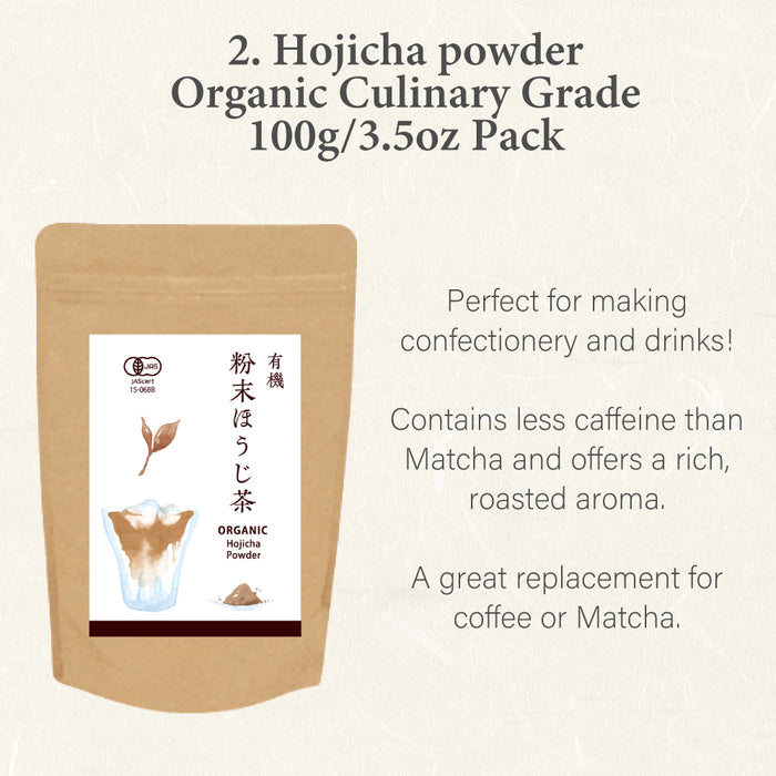 [Combo] Organic Matcha Green Tea KAGOSHIMA & Hojicha Powder 100g