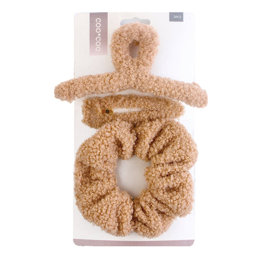 Coo Coo Plush Claw Clip & Pin & Scrunchie Set 3pcs - ikatehouse