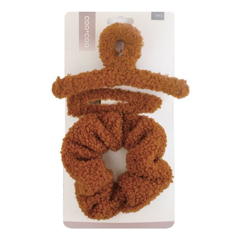 Coo Coo Plush Claw Clip & Pin & Scrunchie Set 3pcs - ikatehouse