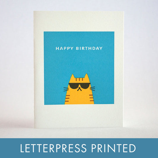 Cool Cat Birthday Letterpress Card