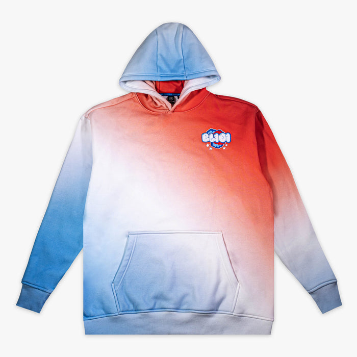 Red, white & blue Cotton Candy USA youth hoodie — front view