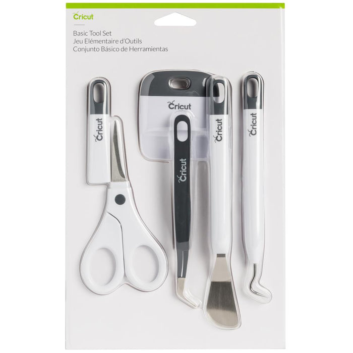 Cricut - Basic Tools Set - Gray. Craft in style with our Basic Tool Set in fresh, complementary hues. This 5-piece set gets you started with the basic tools you need for a Cricut® crafting session. You'll be equipped to precisely and expertly handle most DIY projects, from vinyl for decals to iron-on decor projects, to cardstock masterpieces - and that's just the beginning. It's an essential companion for all Cricut smart cutting machines. Available at Embellish Away located in Bowmanville Ontar