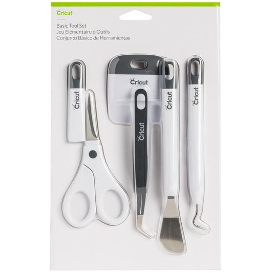 Cricut - Basic Tools Set - Gray. Craft in style with our Basic Tool Set in fresh, complementary hues. This 5-piece set gets you started with the basic tools you need for a Cricut® crafting session. You'll be equipped to precisely and expertly handle most DIY projects, from vinyl for decals to iron-on decor projects, to cardstock masterpieces - and that's just the beginning. It's an essential companion for all Cricut smart cutting machines. Available at Embellish Away located in Bowmanville Ontar
