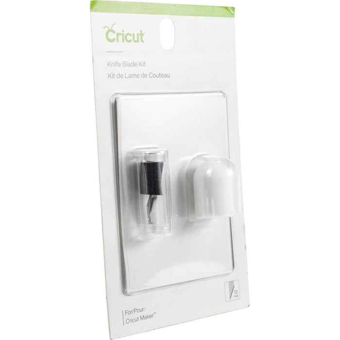 Cricut - Maker Knife Replacement Blade. Stay sharp with these premium carbide replacement blades. Cuts through leather, chipboard, and more! This 5x3.25 inch package contains one replacement blade. Available at Embellish Away located in Bowmanville Ontario Canada.