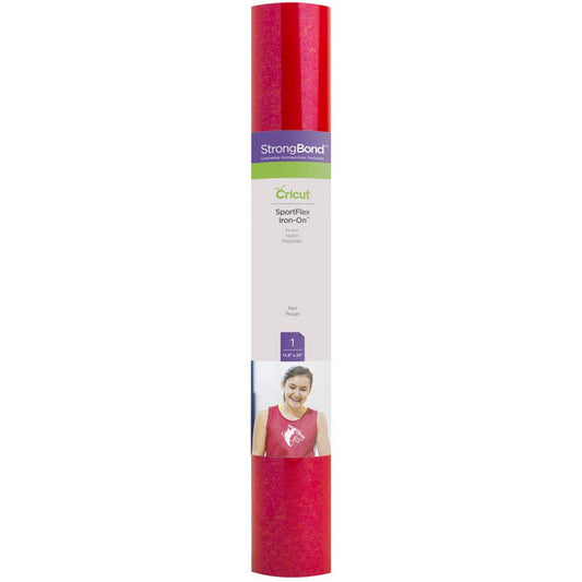 Cricut - Sportflex Iron-On Vinyl 11.8"X24" Roll - Red. Outlasts 50+ washes!* Made specifically for polyester and nylon activewear, this flexible, stretchable iron-on material with StrongBond™ Guarantee* bends and moves with the body and keeps uniforms and team gear lightweight. Available at Embellish Away located in Bowmanville Ontario Canada.