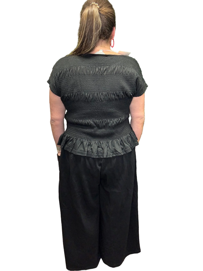 Davi & Dani Solid Color Top and Pants Set