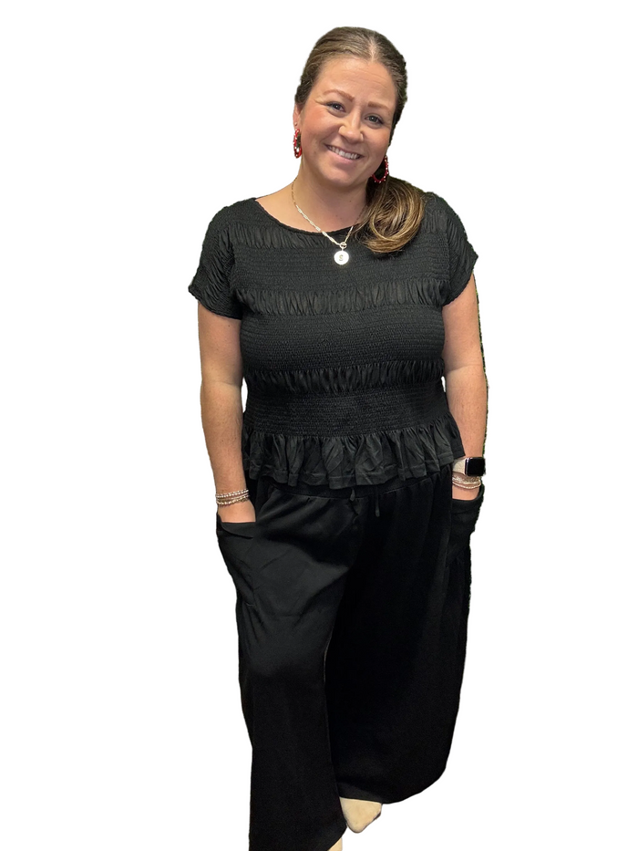 Davi & Dani Solid Color Top and Pants Set