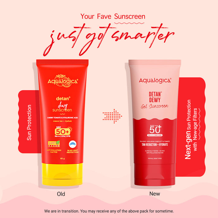 Detan+ Dewy Gel Sunscreen SPF 50+ PA++++ with 2% Kojic-Hyaluron Complex™ & Wild Berries - 80g